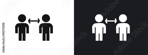 Social distancing sitting icon linear graphics set vector in black