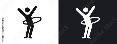 stick man hoop icon linear graphics set vector in black