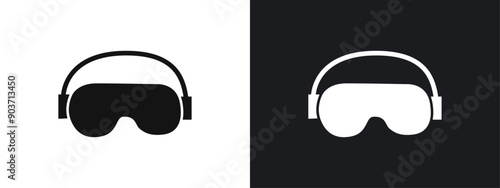 Swimming Glasses icon linear graphics set vector in black