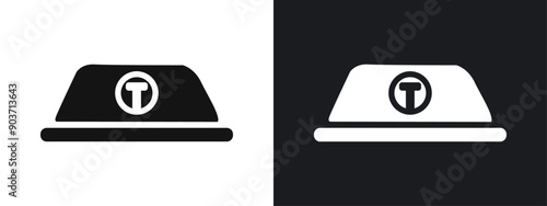 Taxi lamp Icon linear graphics set vector in black
