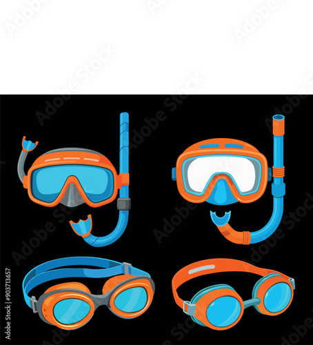 Set Snorkeling vector illustration vector design