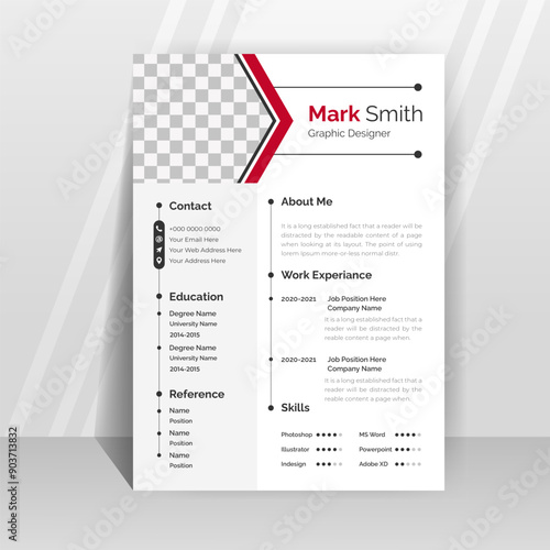 Red creative print ready resume design eps template