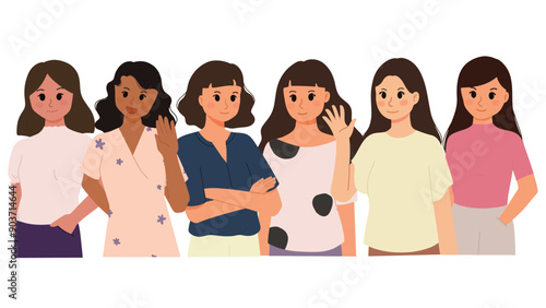 A portrait of women proud woman group illustration