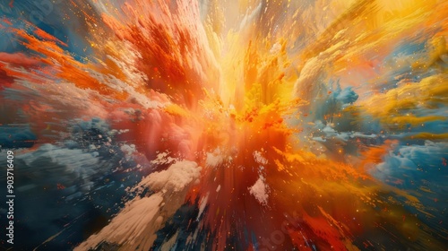 Dynamic abstract color bursts. photo