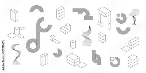 幾何学 抽象 建築 ストライプ ライン 背景 セット