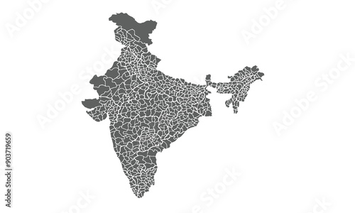 India map isolated on white background. for website layouts, background, education, precise, customizable, Travel worldwide, map silhouette backdrop, earth geography, political, reports.