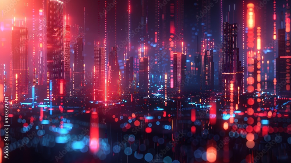 Neon Pulse: Cyberpunk Cityscape - A futuristic metropolis throbs with neon light, its towering structures piercing a vibrant, electric sky. Neon Pulse: Cyberpunk Cityscape - A futuristic metropolis throbs with neon light, its towering structures piercing a vibrant, electric sky.