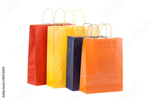 Four paper bags isolated