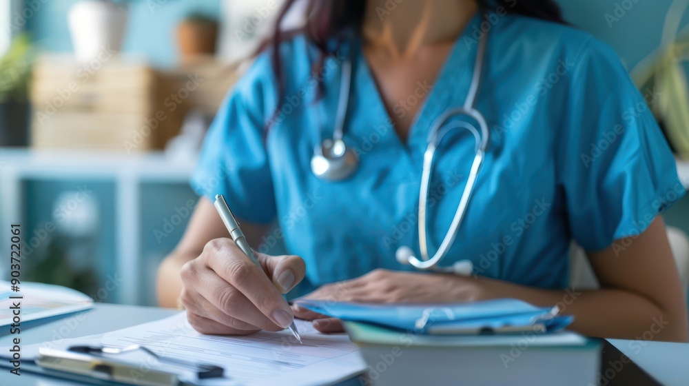 Nurse conducting a mental health assessment in a clinic setting Nurse conducting a mental health assessment in a clinic setting