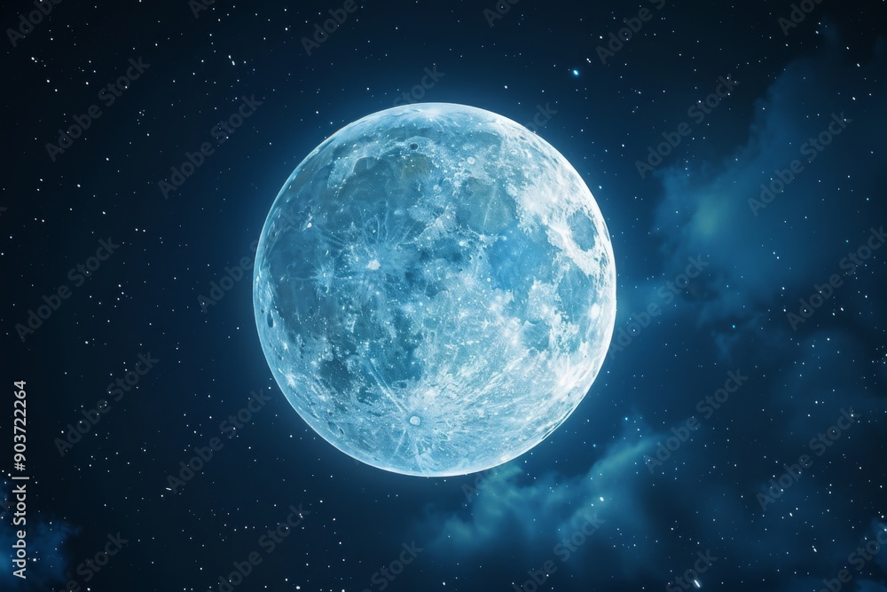 Close up view of a night full Moon reveals its rugged terrain, with craters, mountains, and valleys Close up view of a night full Moon reveals its rugged terrain, with craters, mountains, and valleys