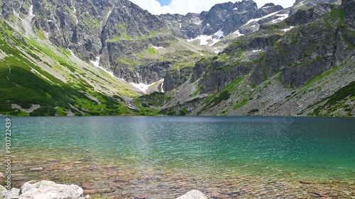 Beautiful mountain lake. Black Lake below Mount Rysy.