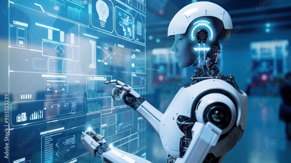 AI-human collaboration in a high-tech workspace AI-human collaboration in a high-tech workspace