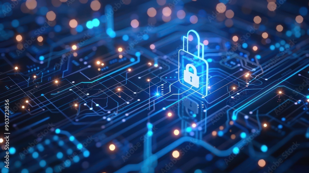 Obraz premium Visualization of AI enhancing cybersecurity measures