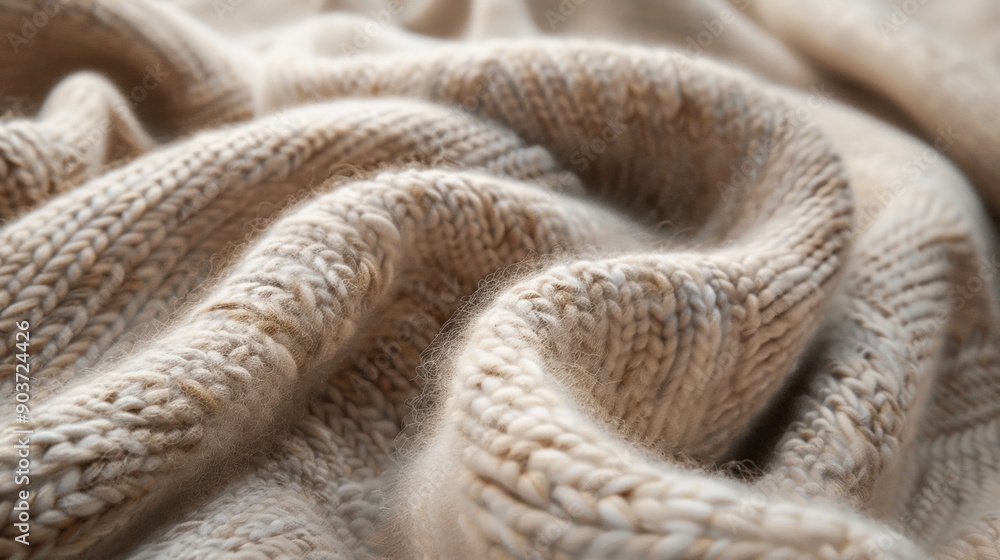 A knitted sweater with a lot of texture and a fuzzy appearance A knitted sweater with a lot of texture and a fuzzy appearance