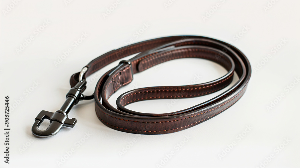 Dog leash on white background. Walking the dog. Leash for animals.