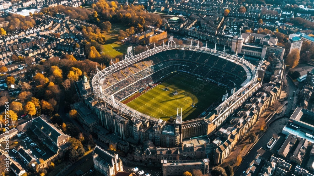 Obraz premium Aerial view of football stadium