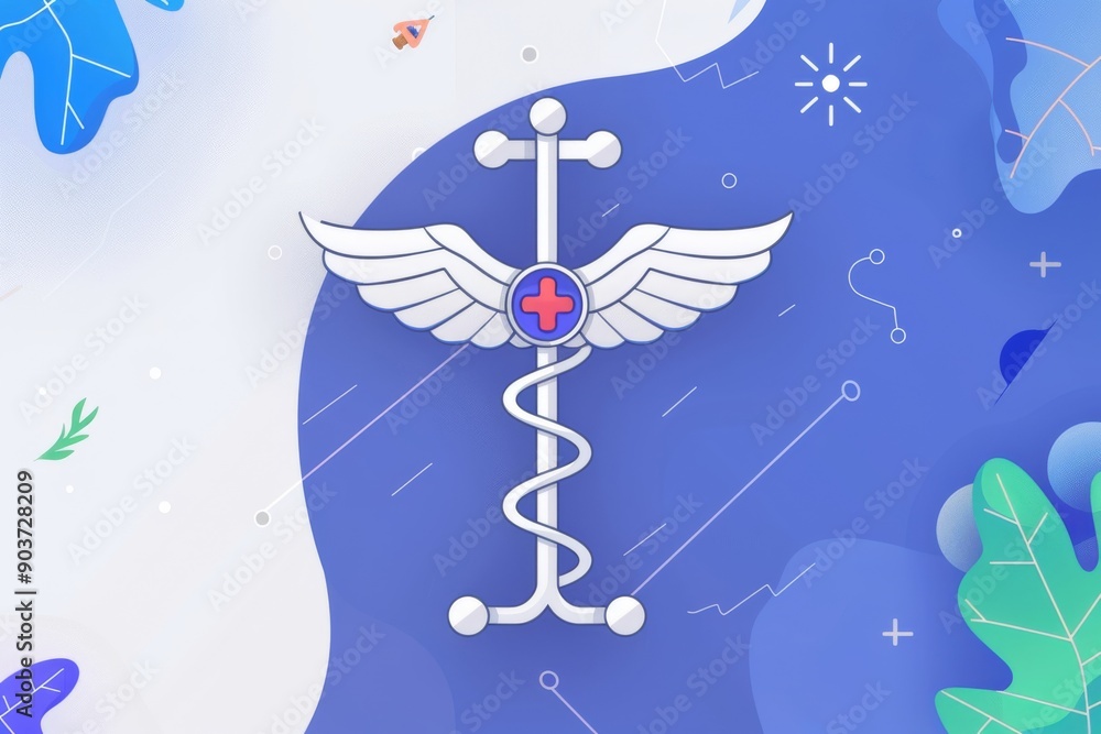 Medical caduceus symbol with blue background healthcare concept vector ...