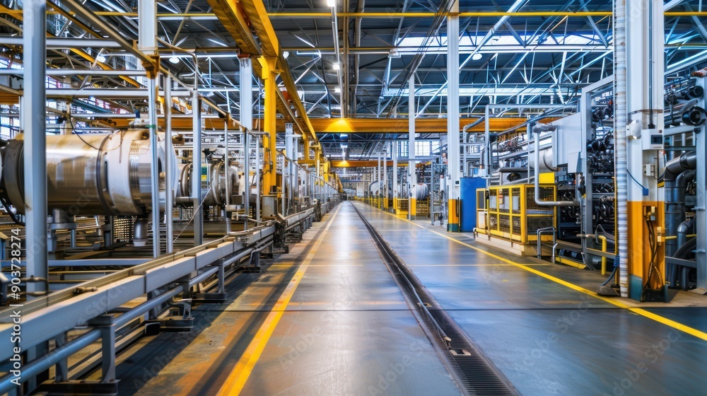 High-tech machinery in a modern manufacturing plant High-tech machinery in a modern manufacturing plant