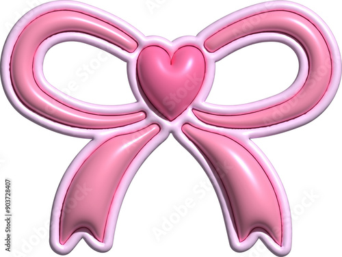 3D Coquette Simple Bow Element Pink