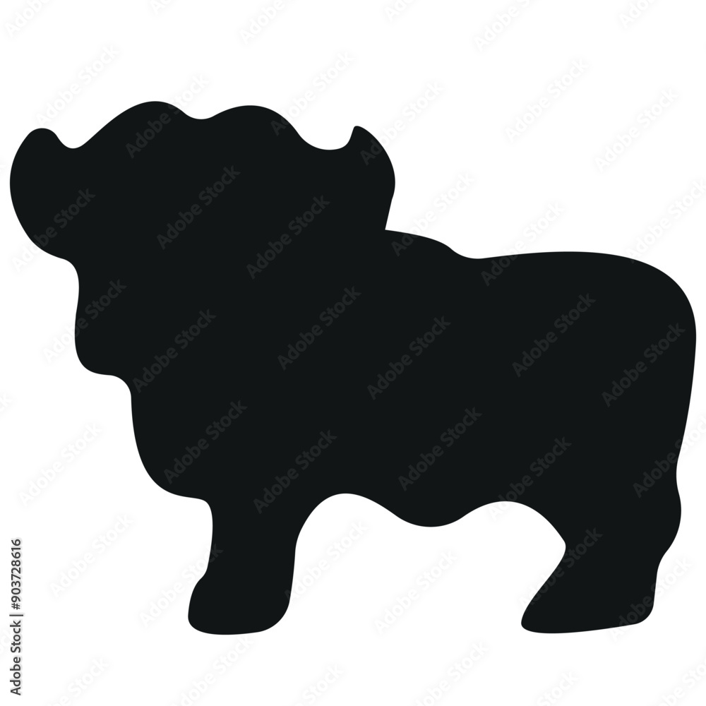 simple icon black shape of farm bull in black color in profile, vector simple icon black shape of farm bull in black color in profile, vector