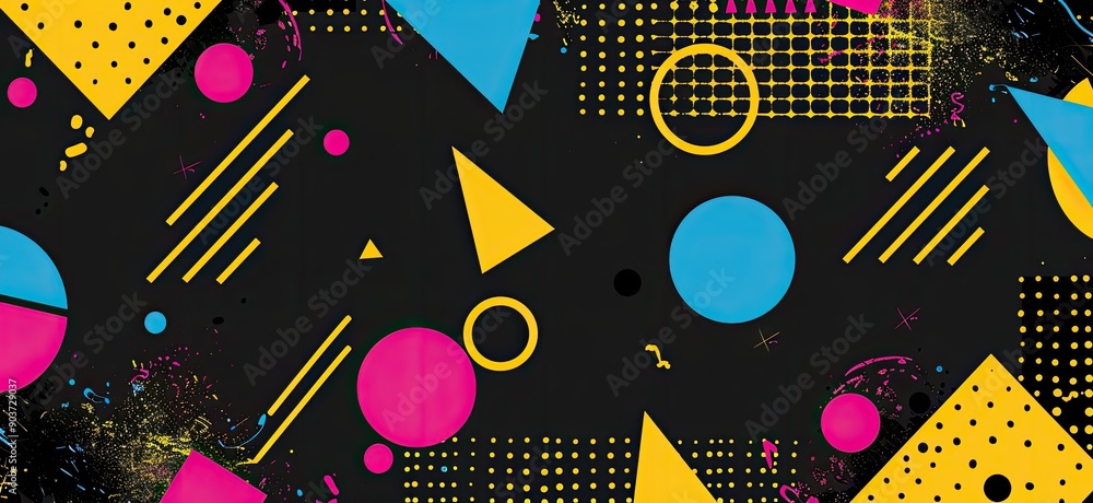 Abstract Geometric Shapes on Grid Background Abstract Geometric Shapes on Grid Background