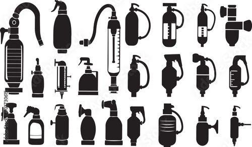 Oxygen Cylinder Outline Silhouette Graphics Collection