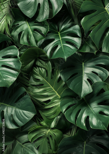Wallpaper Mural dark green monstera leaf wallpaper for urban jungle background Torontodigital.ca