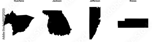 Huerfano, Jackson, Jefferson, Kiowa outline maps