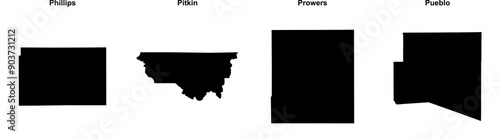 Phillips, Pitkin, Prowers, Pueblo outline maps