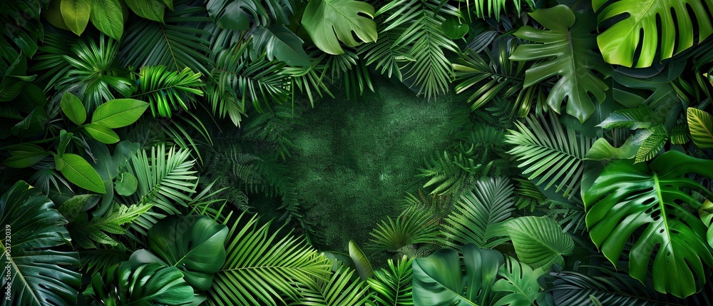 Fototapeta premium Dschungel Hintergrund mit grünen Tropischen Pflanzen