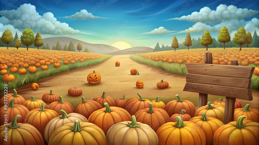 Pumpkin Patch with Wooden Signboard. Perfect for: Halloween, fall festivals, pumpkin patches Pumpkin Patch with Wooden Signboard. Perfect for: Halloween, fall festivals, pumpkin patches