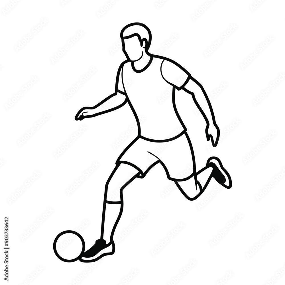 Football player kicking ball isolated vector silhouette Football player kicking ball isolated vector silhouette
