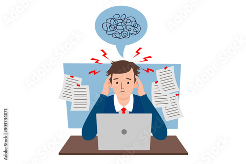 Tired emotional man struggle with stress and overwork