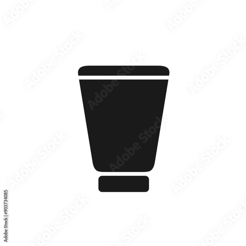 Tube container for cream, toothpaste, gel, ointment icon in silhouette. Blank minimalist pictogram in black and white. Vector illustration isolated on white background. For web, mobile, logo template