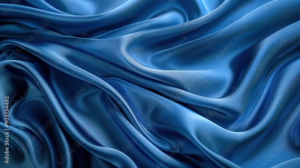 Blue silk fabric with soft folds. This image is perfect for backgrounds, website designs, and other projects requiring a luxurious feel. Blue silk fabric with soft folds. This image is perfect for backgrounds, website designs, and other projects requiring a luxurious feel.