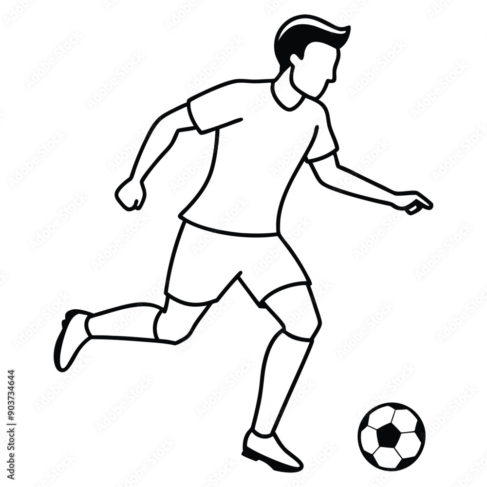 Football player kicking ball isolated vector silhouette Football player kicking ball isolated vector silhouette