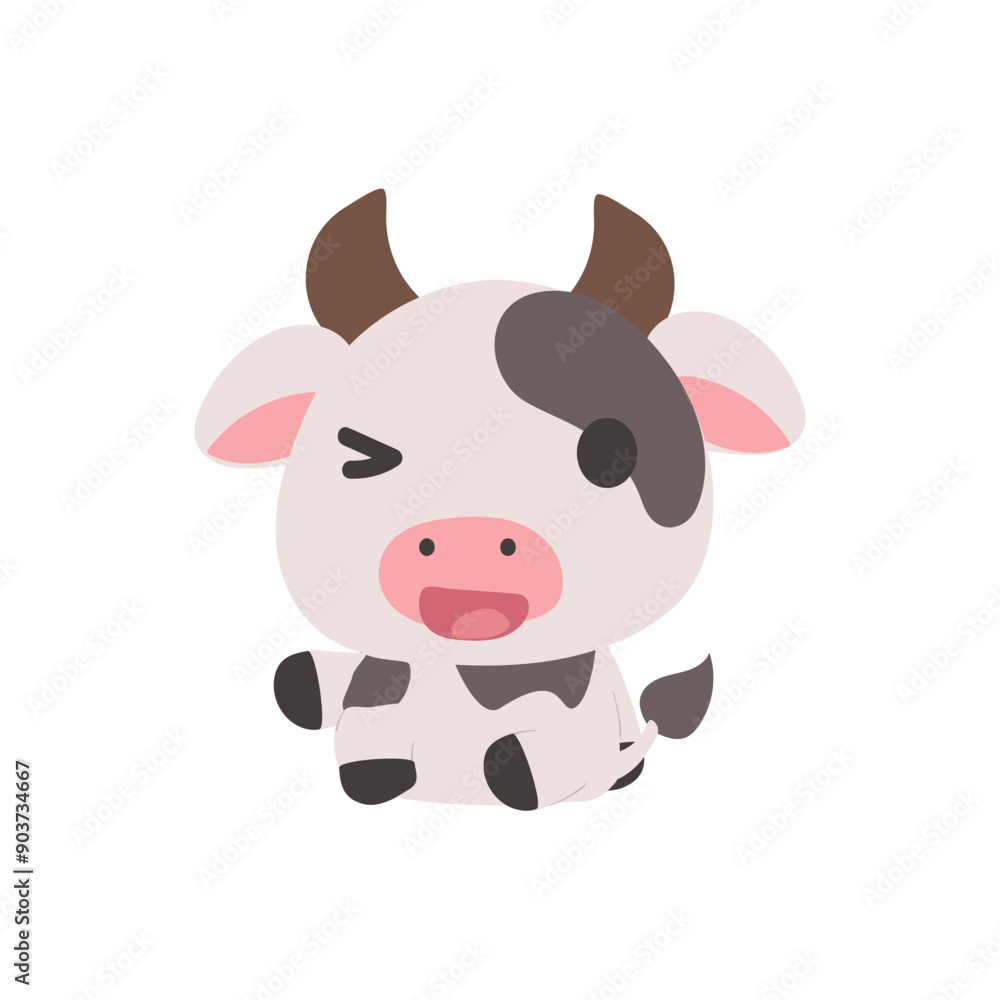 Fototapeta premium a picture of a cute little cow sitting and winking