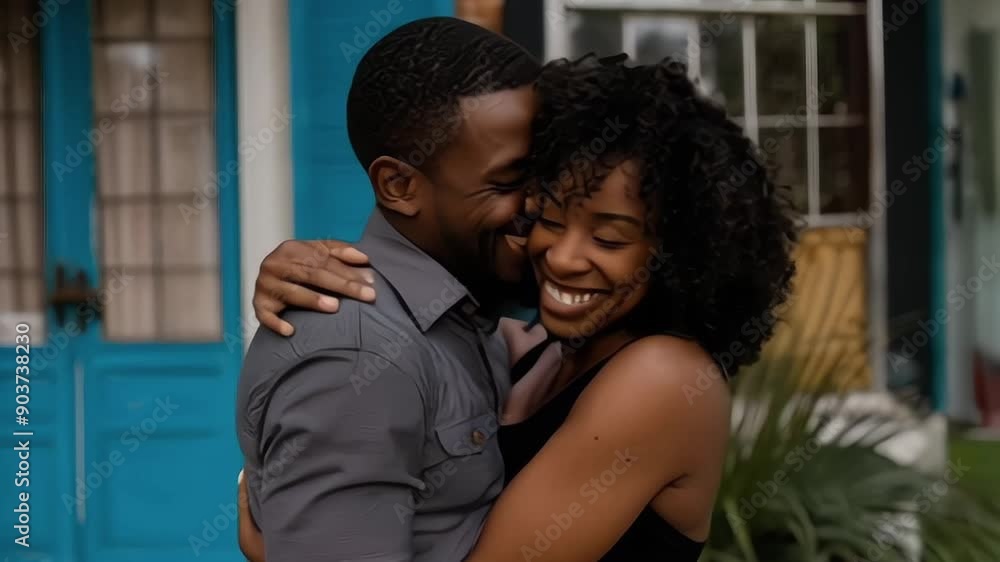 A black couple hugging A black couple hugging
