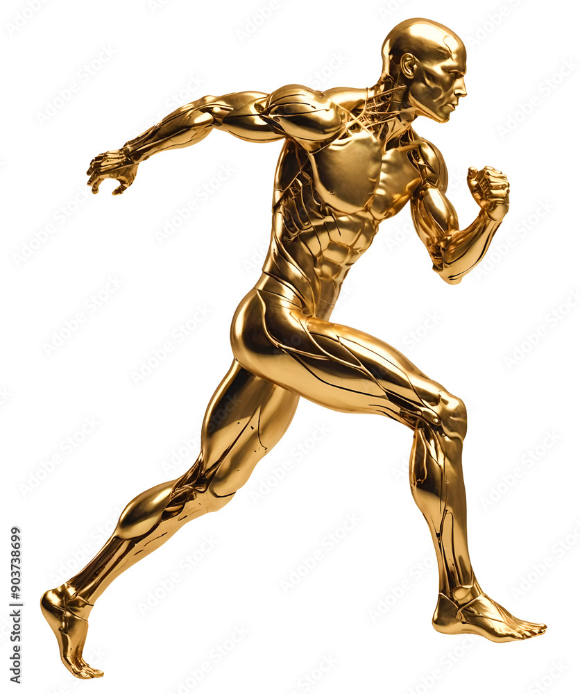 Running track and field sports athlete running, made of gold Running track and field sports athlete running, made of gold