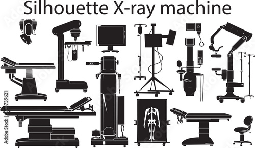 Silhouette X-ray Machine Dark Silhouette Shapes Vector Set