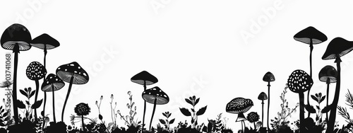 Mushroom-themed border, encompassing the edges with mushroom silhouettes photo