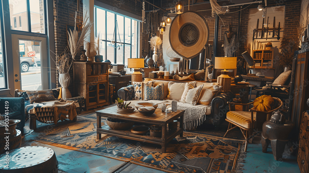 Cozy home decor boutique with rustic charm and handcrafted furniture Cozy home decor boutique with rustic charm and handcrafted furniture
