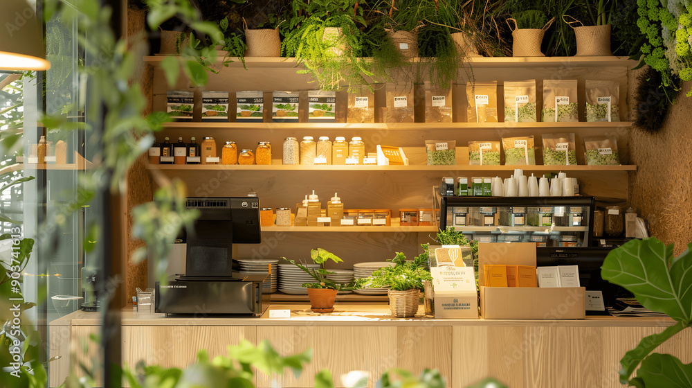 Eco-friendly store with sustainable materials and digital receipts Eco-friendly store with sustainable materials and digital receipts