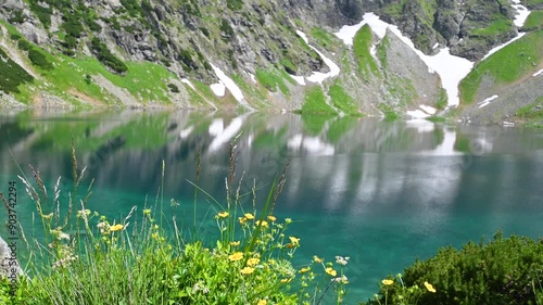 Beautiful mountain lake. Black Lake below Mount Rysy.
