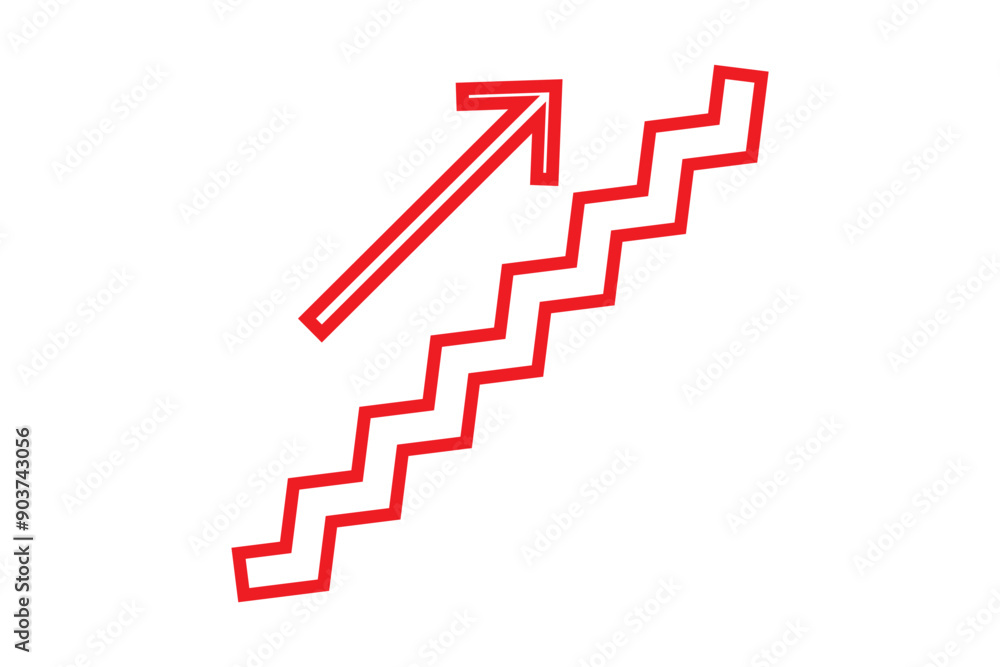 Upstairs icon sign. Walk man in the stairs. Career Symbol. flat design. Vector illustration. Upstairs icon sign. Walk man in the stairs. Career Symbol. flat design. Vector illustration.