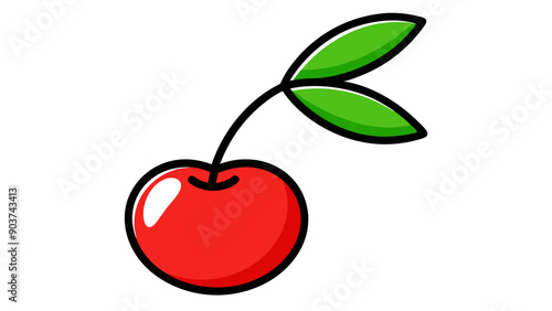 Christmas Cherry Vector Line Art on White Background