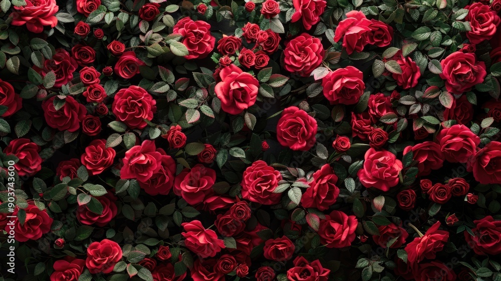 A beautiful closeup of red roses in full bloom. Perfect for projects about love, nature, and beauty. A beautiful closeup of red roses in full bloom. Perfect for projects about love, nature, and beauty.