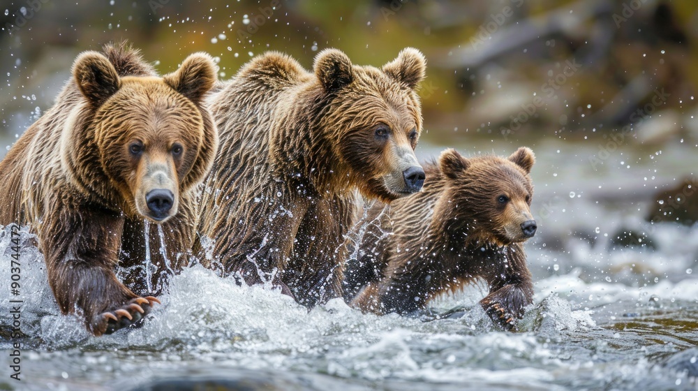 Brown Bears in a Rushing River Brown Bears in a Rushing River