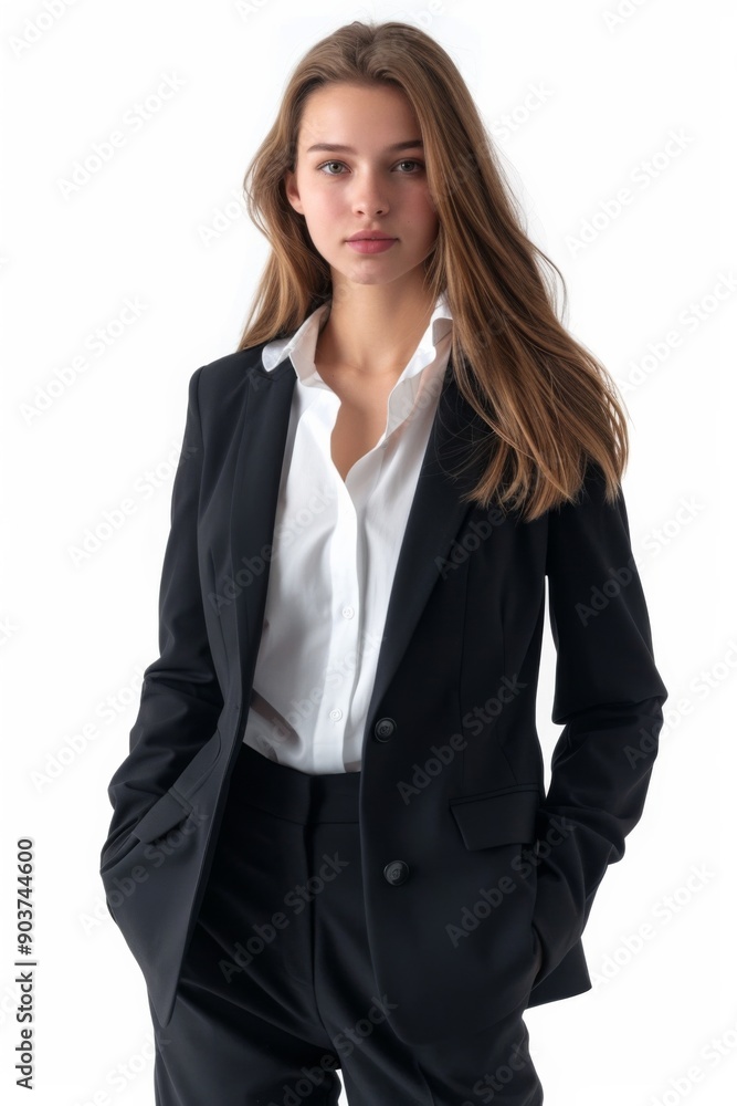 A businesswoman wearing formal suit isolated created with Generative AI A businesswoman wearing formal suit isolated created with Generative AI