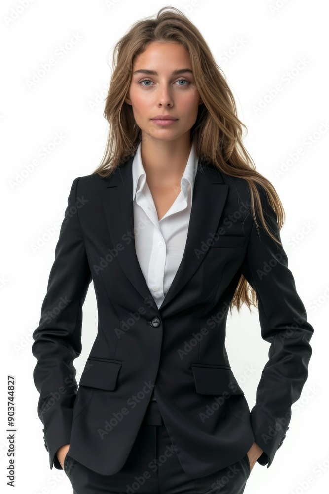 A businesswoman wearing formal suit isolated created with Generative AI A businesswoman wearing formal suit isolated created with Generative AI